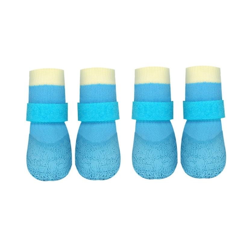 

Pack of 4 Breathable Waterproof Dog Rain Boot Slip Resistant Footwear for Comfortable Outdoor Walking and Paw Safety M синий