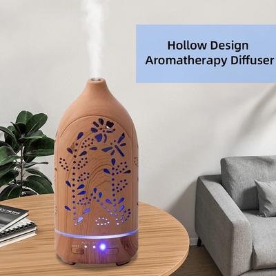 Diffuseur d'Aromathérapie Ultrasonique Lavender Hollow 7 Couleurs LED, Silencieux et Arrêt Automatique