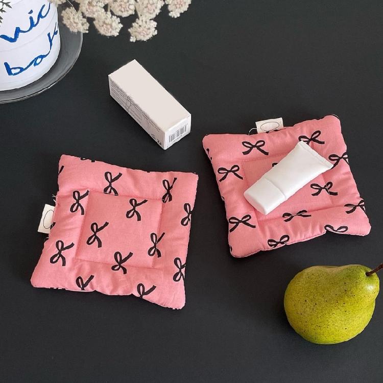 Useful Cotton Bowknot Cup Pad Unique Cup Mats with Bowknot Pattern Delicate Fabric Coaster for Glasswares Protect