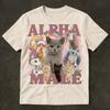 2026 Alpha Funny Kitten Shirt Funny Cat Meme Shirt Father Gift Unicorn Rainbow Tee Cat Lover Cat Gift Cursed Cat Shirt