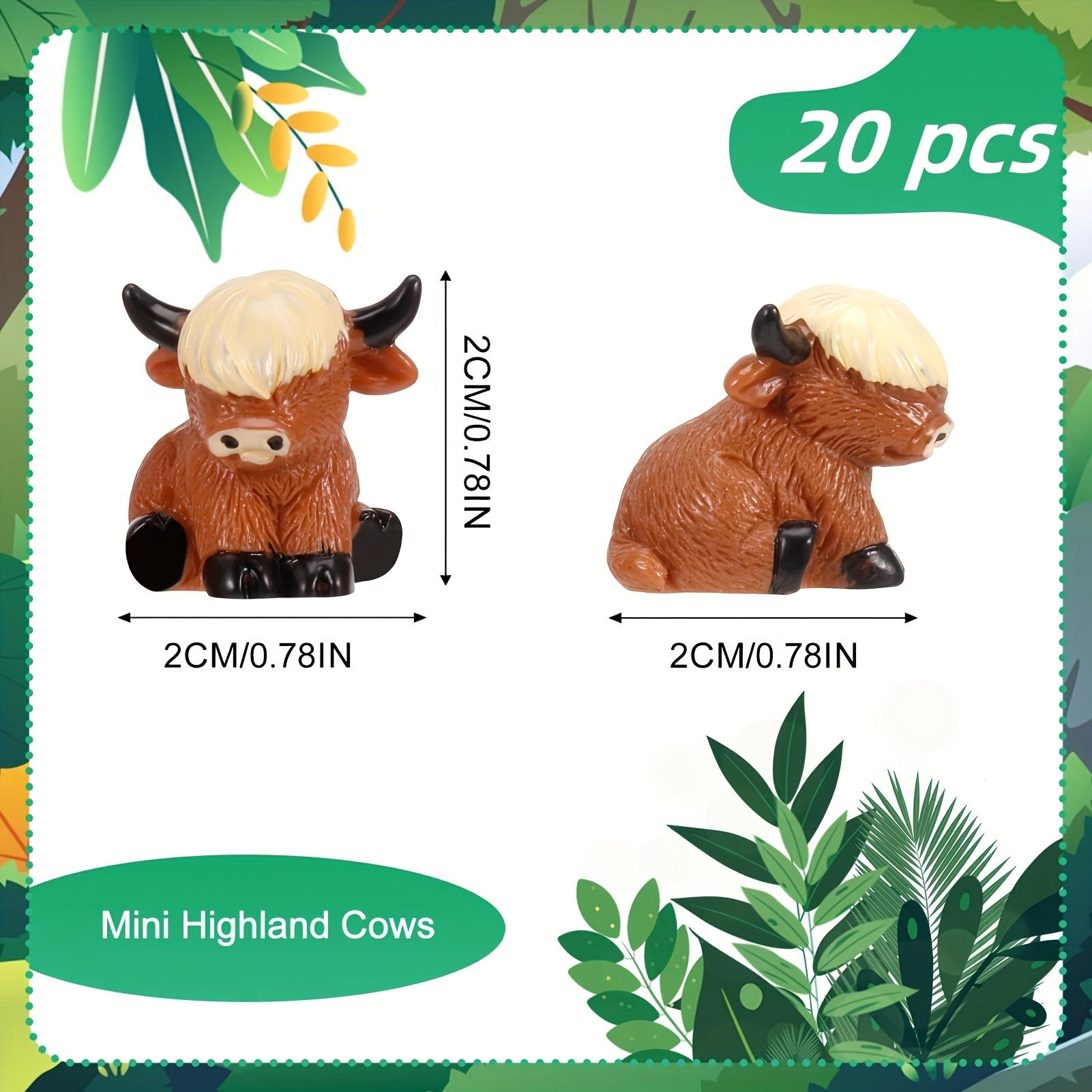 

20Pcs Charming Mini Highland Cow Figurines Cute Resin Animal Sculptures For Diy Crafts Dollhouse Garden For Room Decor