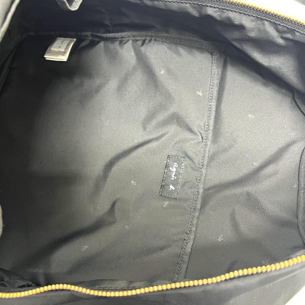 Agnes B. FT03A-07 Logo Bag Backpack GoldHardware Backpack Nylon Black