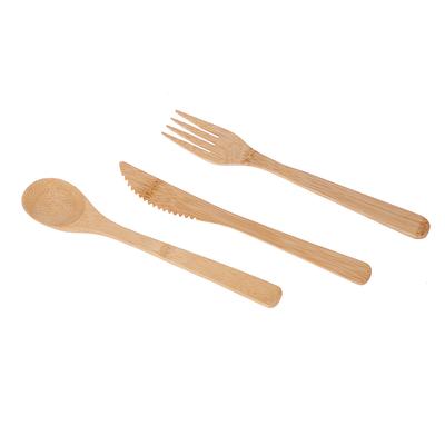 1 set di posate da viaggio in bambù, forchetta, taglierina, cucchiaio, utensile da cucina riutilizzabile