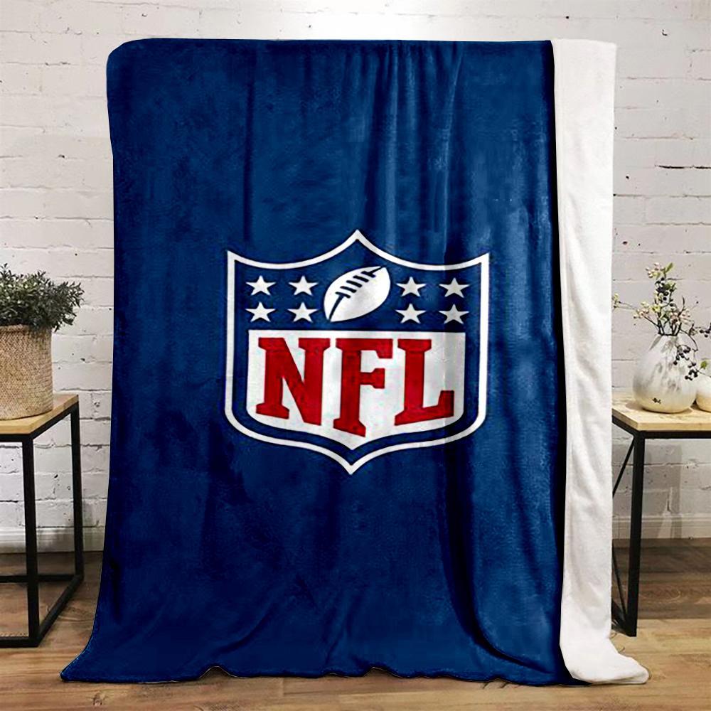NFL Logo Design In Blue and White Theme Flannel Blanket for Bedroom, Living Room, Sofa, and Nap Sofas.