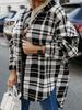 Cappotto a quadri con cappuccio da donna, stile autunnale nuovo, vestibilità larga, moda casual