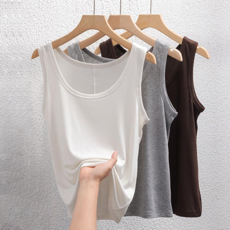 Damen Einfarbig Schmal Geschnitten Dünnes Trägertop Tanktop Sommer Oberbekleidung Innenoberteil