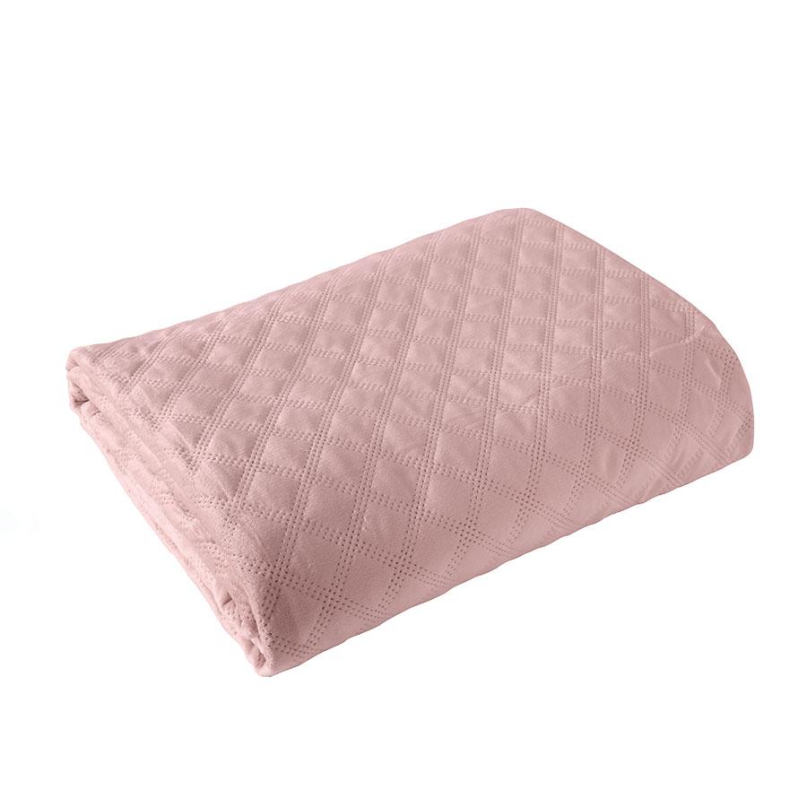 VELVI Quilted bedspread - powder pink - 170x210cm