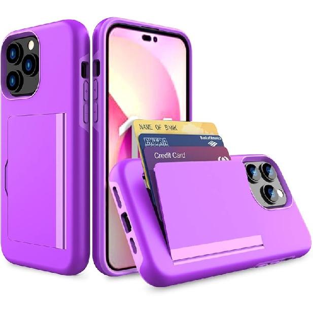 for iPhone 15 Pro Case with Card Holder,Credit Card Slot Protective Wallet Case - Blue