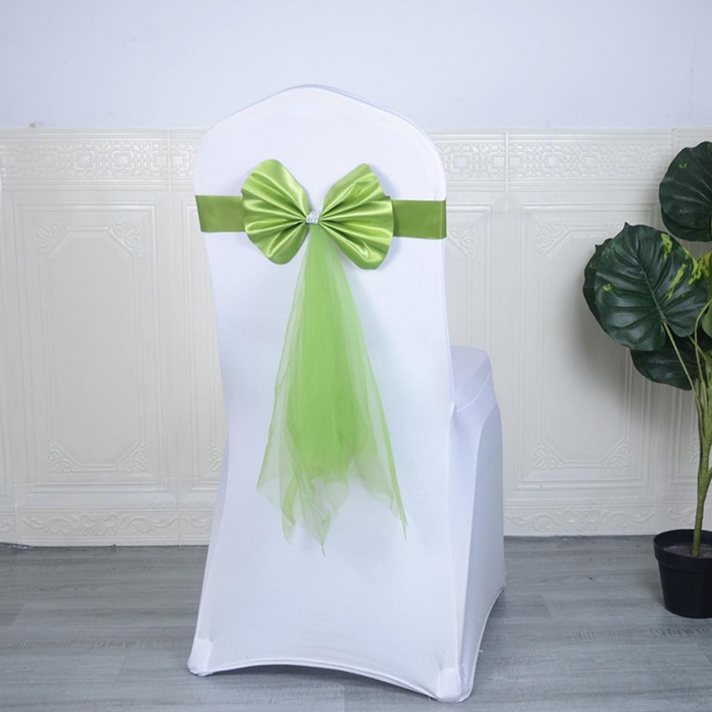 Stuhl-Schärpen Dehnbar Schleife Elastische Stuhl-Schleifen Mit Organza-Band Für Hochzeitsbankett Geburtstag Hotel Party Dekoration Zubehör