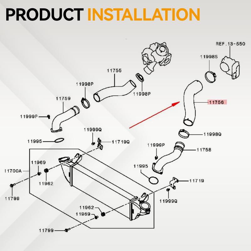 Tubo Flessibile Presa Aria Turbo ad Alte Prestazioni Per Mitsubishi L200 Triton 2.4 DI-D 4WD 2014- Sostituzione 14099W000P