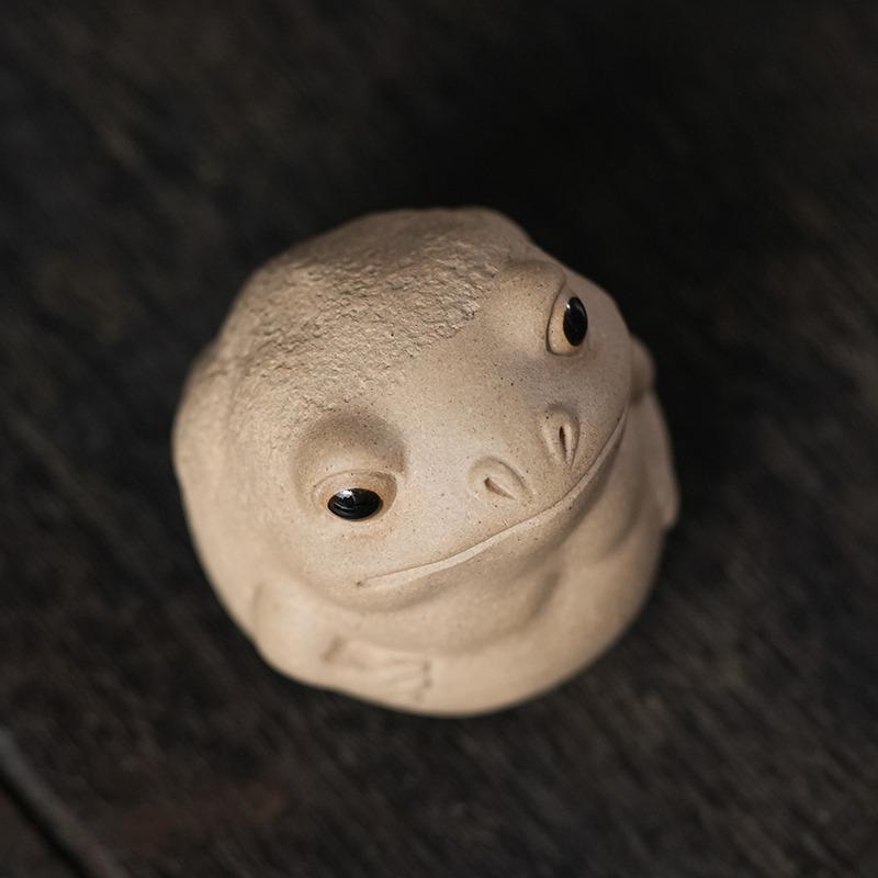 Purple Clay White Mud Toad Tea Pet Ornament - Zen Tea Set Accessory Chinese Gongfu Home Decor