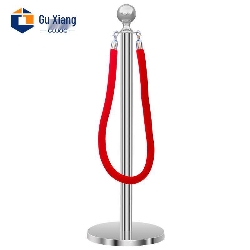Retractable Queue Barrier Stanchion with Velvet Rope