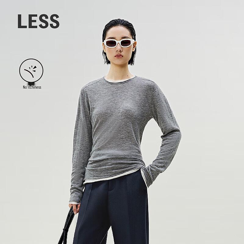 LESS Slim Fit Round Neck Long Sleeve Pullover L