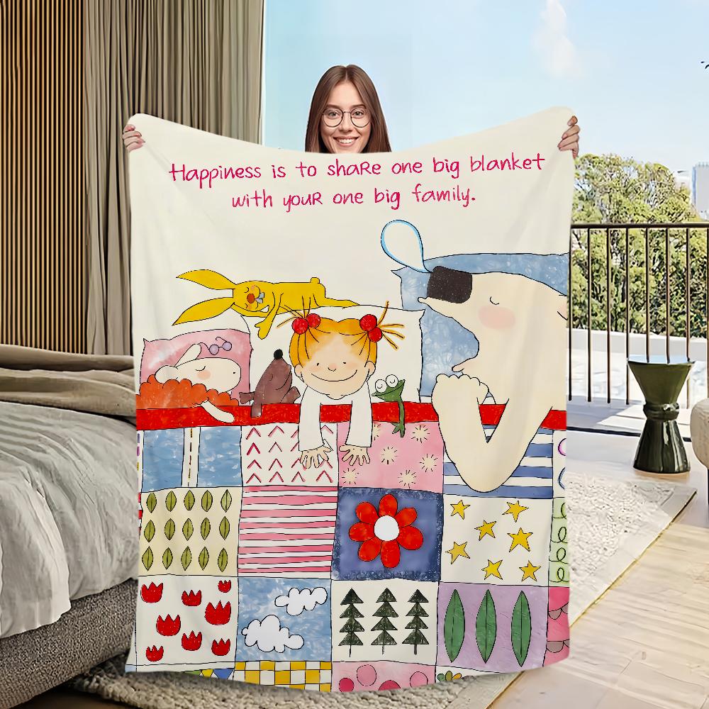 Cute Cartoon Funny Girl Art C-coco Chan Flannel Warm Comfort Soft Plush Blanket for Sofa Living Room Office Bedroom Travel Gift