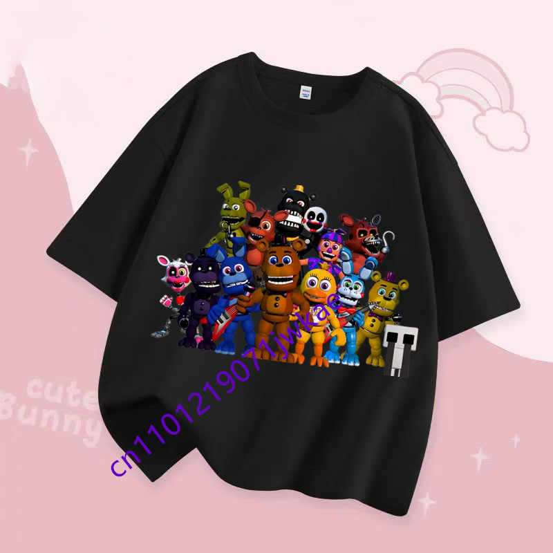 FNAF Prodyšná trička Děti Pět nocí u Freddyho Roztomilý krátký top Kluci Dívky Letní módní tričko Dětské oblečení