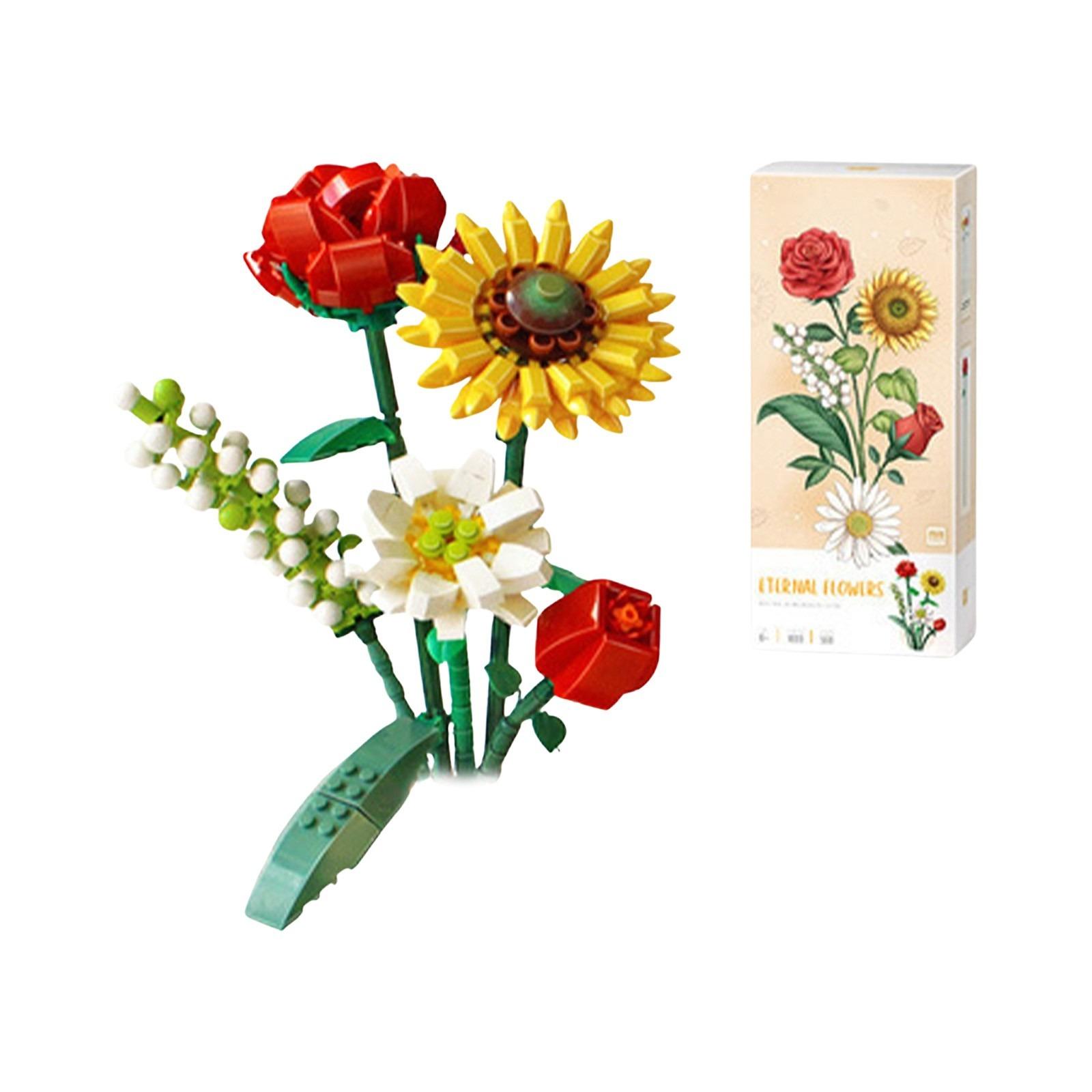 

Букет из строительных блоков, украшение для дома, цветочный подарок One Size жёлтый