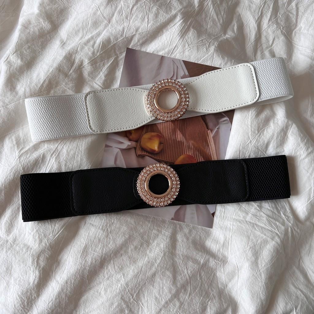 Elegant Women's Versatile Wide Elastic Waist Cincher Belt In Fashionable Colors For Dresses