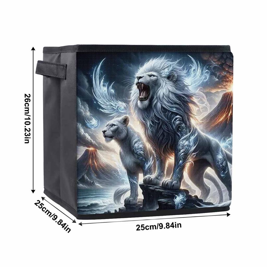 A White Male Lion 5D Diamond Painting Storage Basket Full Round Drill Mosaic Diamond Embroidery Cross Stitch Kits Home Decor Home Decor