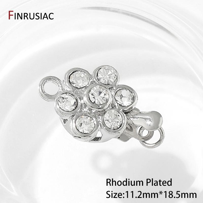 

Rhodium Plated Brass Zircon Flower Insert Clasps,Fastener Pearl Locket Clasps Connectors,DIY Bracelet Necklace Making Supplies 1 piece