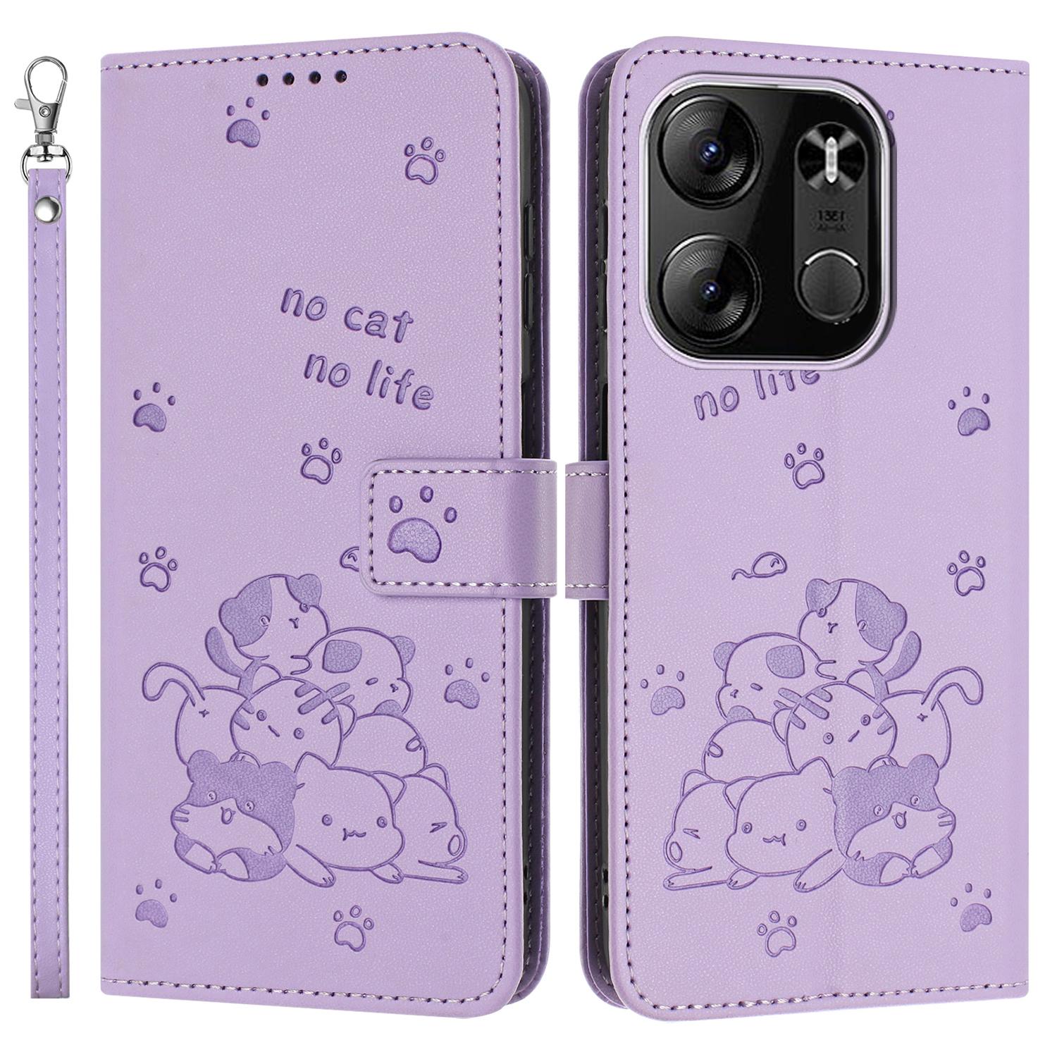 

Кожаный чехол с отпечатком кошек для TECNO Spark Go 2023 4G/Pop 7 Pro 4G/Pop 7/Infinix Smart 7 (Индия) 4G/Smart 7/Smart 7 HD A