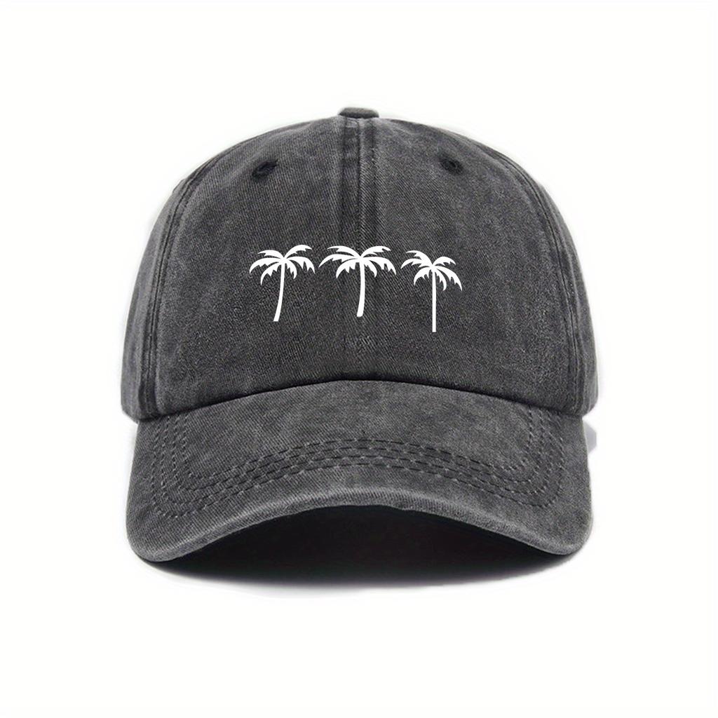 Three coconut tree printed baseball caps for men and women, casual outdoor travel, beach duckbill caps, simple accessories