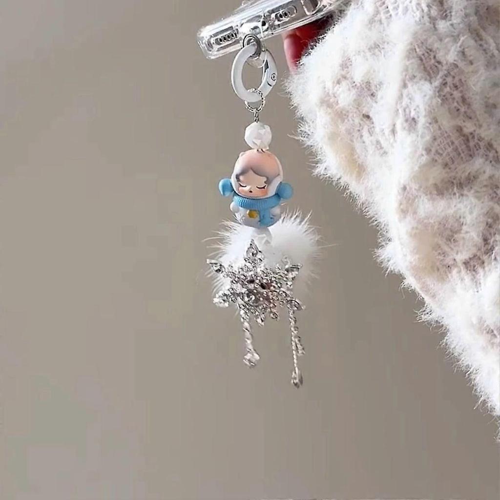 POP MART Angel Snowflake Plush Pendant Cute Cartoon Christmas Phone Charm Fashion Tassel Decor