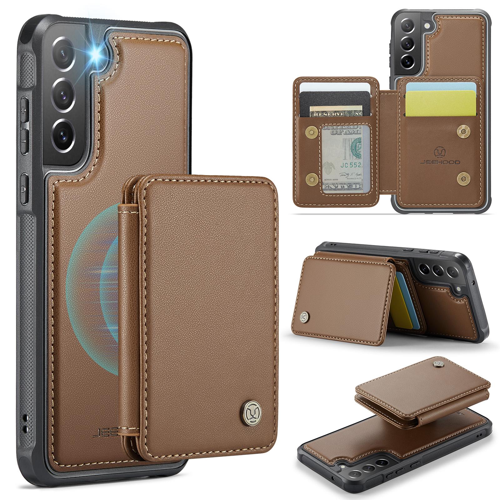 

Для Samsung Galaxy S21 FE 5G Чохол Шкіряний Мобільний Чохол зі Знімною Магнітною Кишенькою для Карт Brown