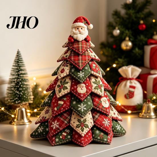 Beginner Friendly Sewing Craft Kit DIY Quilted Christmas Tree Kit, 3D Fabric Patchwork Set for Decoration Beginners, Handmade Tabletop Holiday