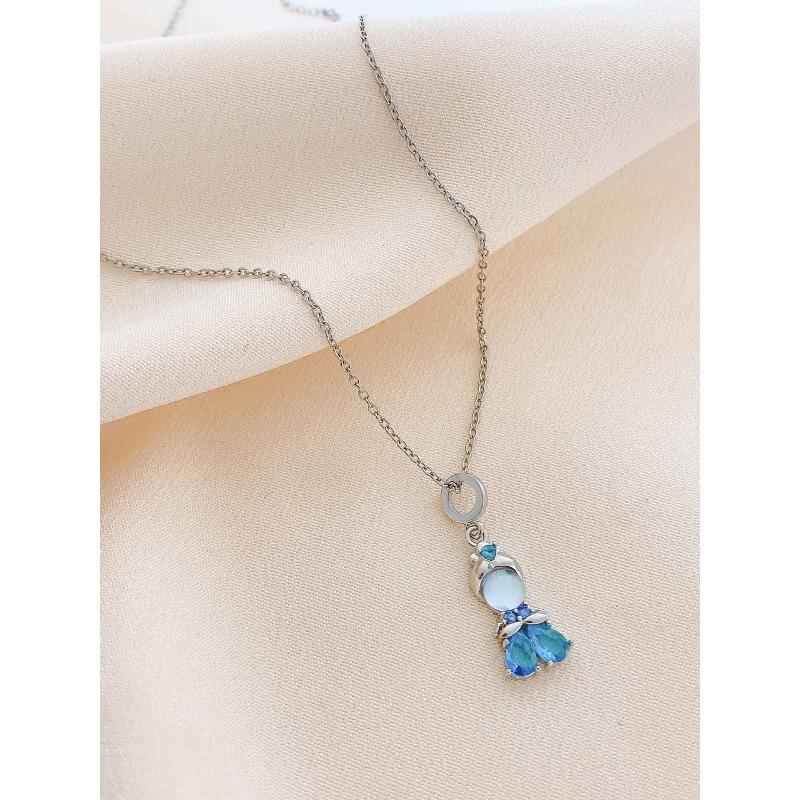 Necklace Women's Summer Aurora Miniature Zirconium New Titanium Steel Necklace Fashion Accessory High-end Lockbone Chain