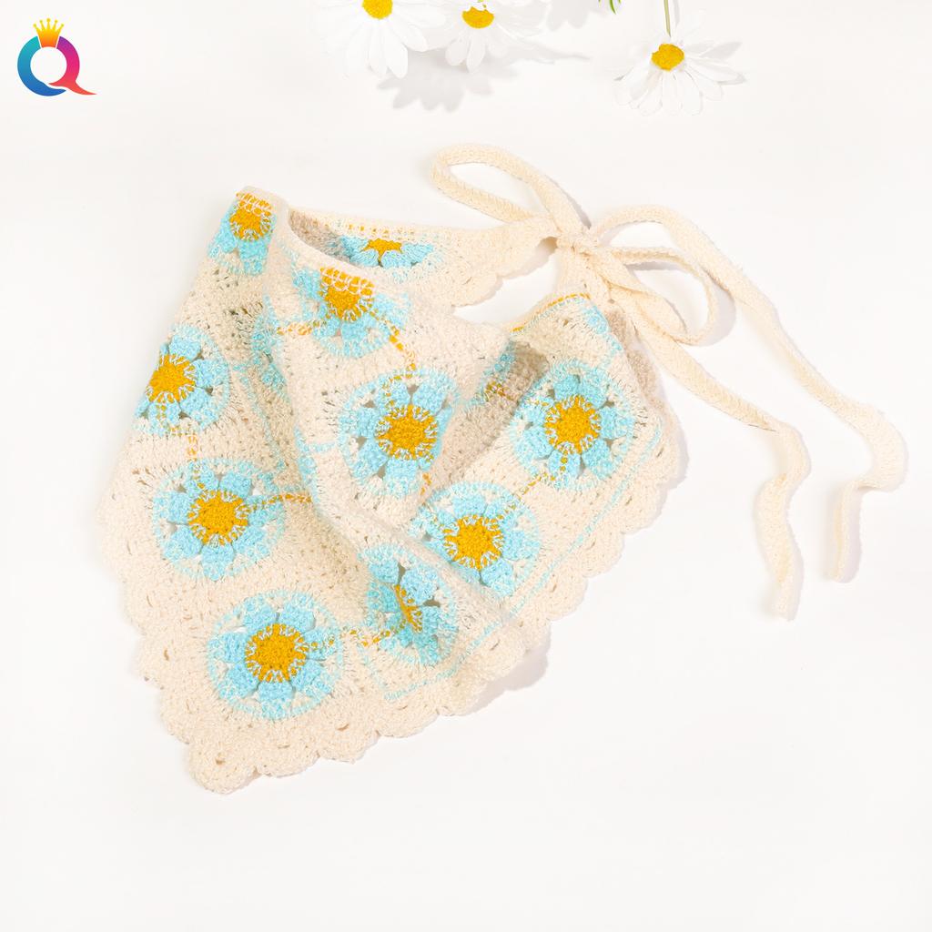 1 Stück rustikales französisches Dreiecks-Häkelstirnband mit Blumenmuster, Damen-Haarschmuck mit Blumenmuster für Haarstyling und Dekoration