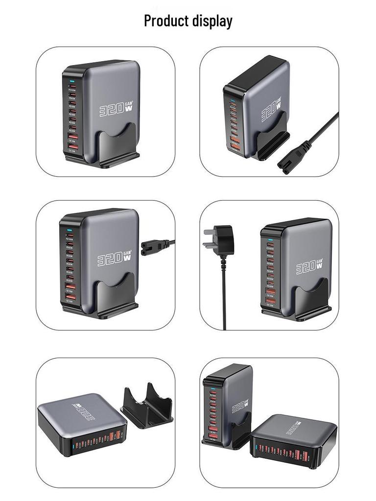 Gallium Nitride 200W Multi-Port USB PD Wireless Fast Charger