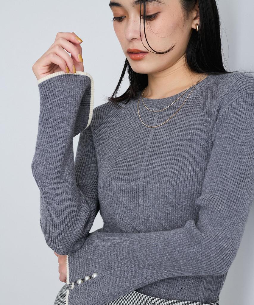 Bis Pearl Flare Sleeve Knit BVM64120 Gray Sub Women's (09)