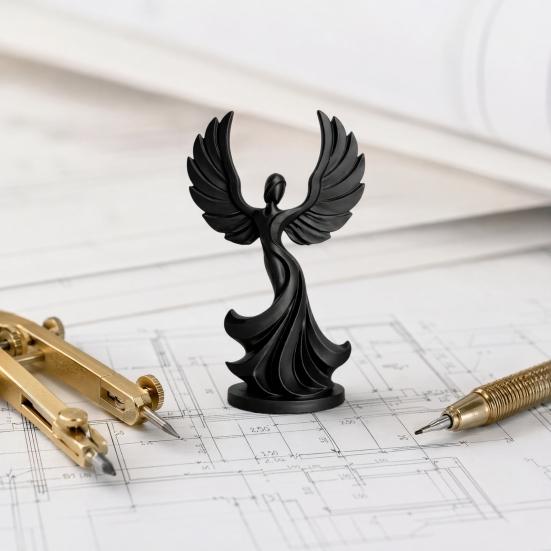 Engelsform Skulptur 3D Gedruckte Tanzende Figur, Moderne Geflügelte Frauenstatue, Schreibtisch Dekoration Dekorativ für Wohnzimmer, Schlafzimmer, Bücherregal Decor