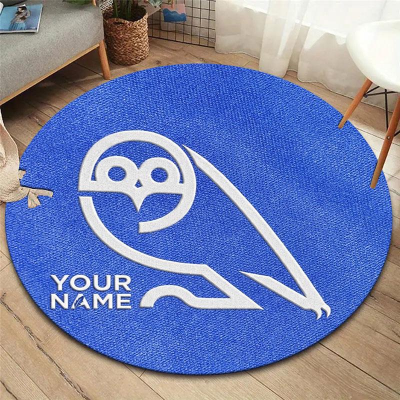 Sheffield Wednesday Football Club Custom Name Round Area Rug,Carpet Rug for Living Room Bedroom Sofa Playroom Decor,Non-slip Floor Mat