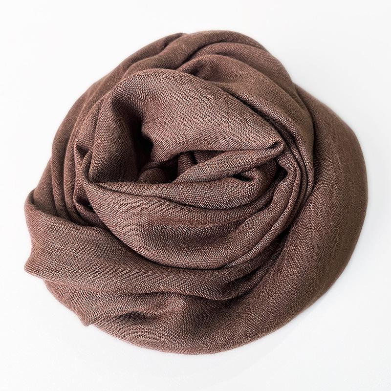 Women's Cotton Linen Artistic Solid Color Silk Scarf, Sun Protection Beach Neck Scarf, Japanese Style Long Gauze Scarf
