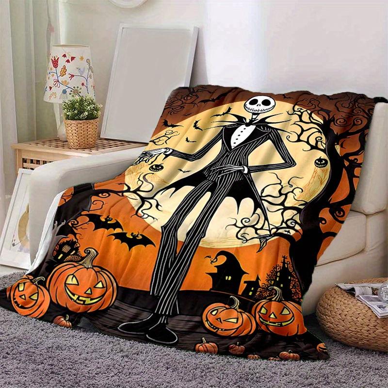 1pc, Jack Skellington Home Decor Blanket: A Cozy Halloween Gift for Your Living Room, Bedroom, or Outdoor Adventures, Flannel Throw Blanket, Perfect f