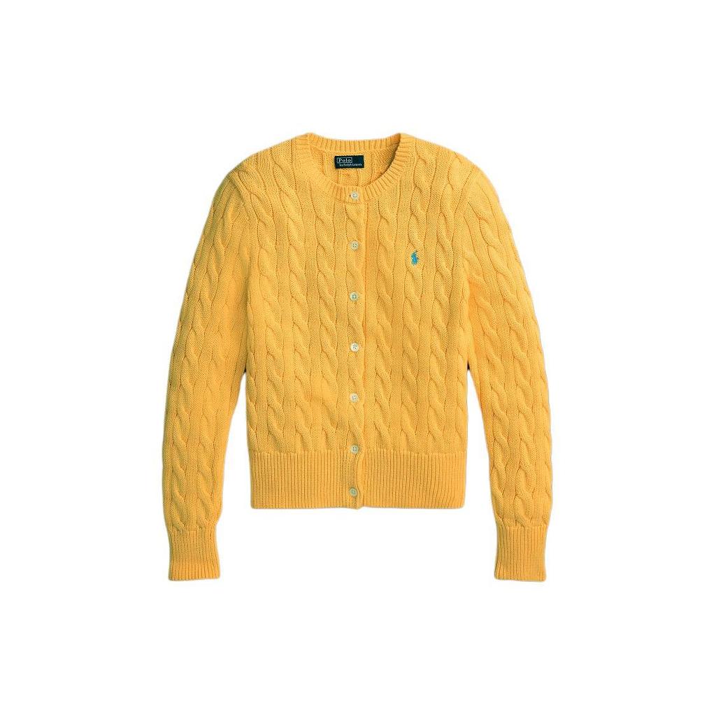 Polo Ralph Lauren SS24 Solid Color Logo Embroidered Single-Breasted Long Sleeve Slim Fit Knit Top Women tops Yellow WMPOSWENDW20264-700