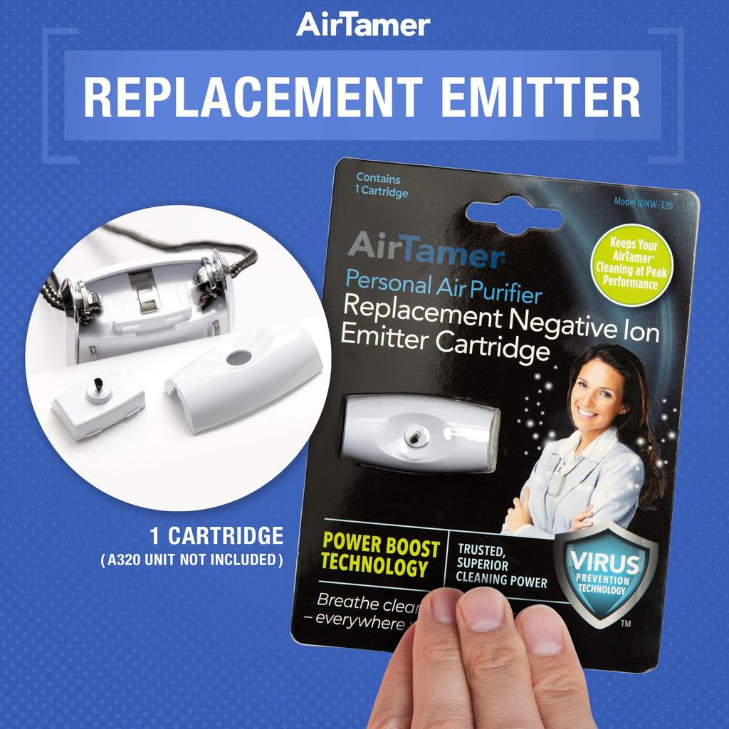 AirTamer Personal Air Purifier Replacement Negative Ion Emitter Cartridge for AirTamer Model A320W - (White)