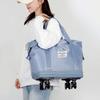 Expandable Duffle Bag Rolling Weekender Tote with Wet Pocket Overnight Duffel with Removable Casters for Travel Fitness Business Trips
