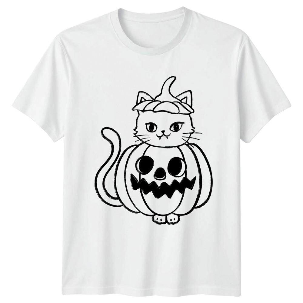 Cute Cat Pumpkin Jack O Lantern TShirt Spooky Cute Halloween S