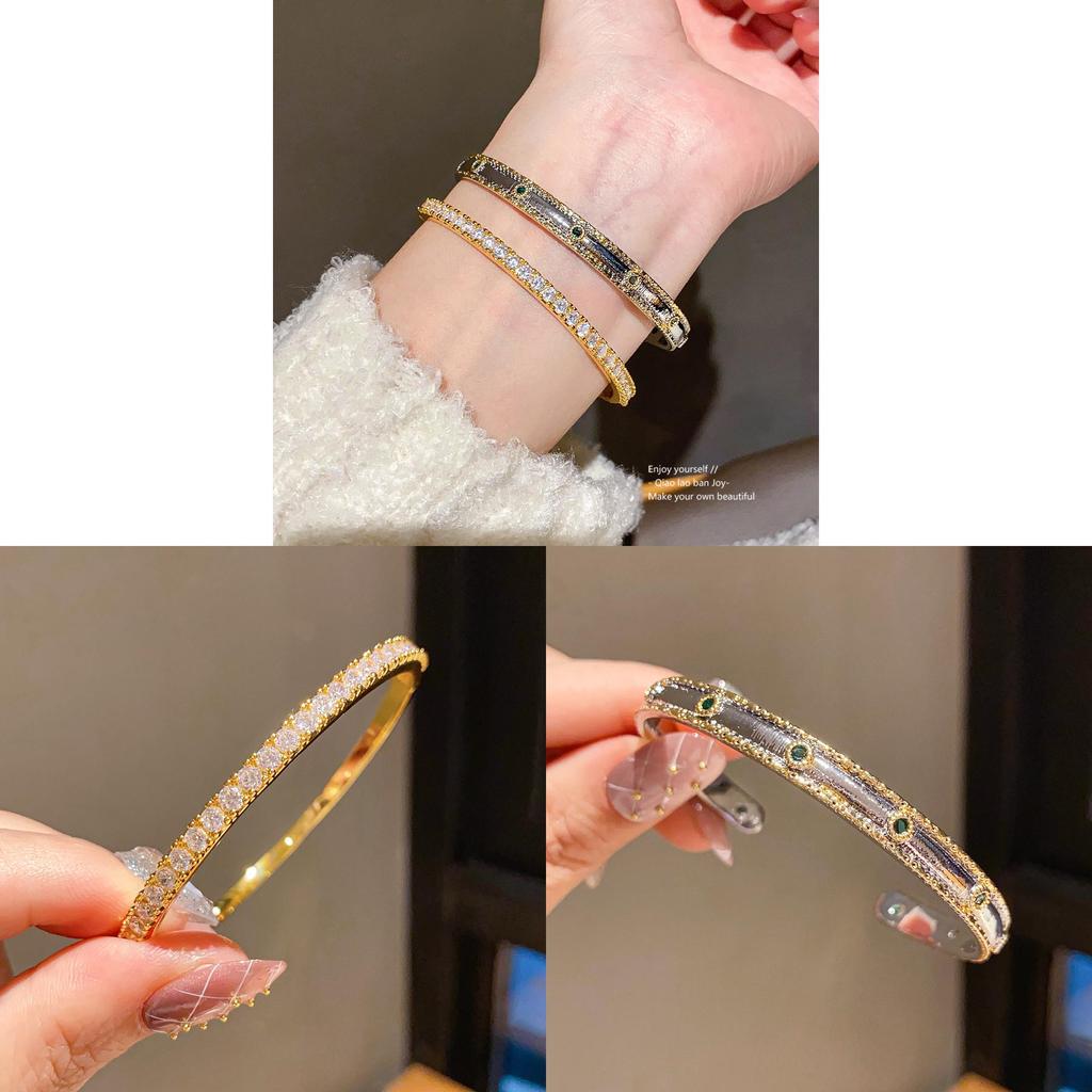 24k Gold Plated Zircon Bracelet For Women Elegant Fashion Jewelry Accessory