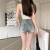 Women's Retro High-Waist Denim Shorts - Slim Fit, Summer Style