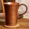 Tazza Antica in Rame Puro, Con coperchio Manico Intrecciato Tazza Spessa per la Colazione, Bicchiere da Tè Artigianale Bicchieri Stoviglie Tazza da Caffè