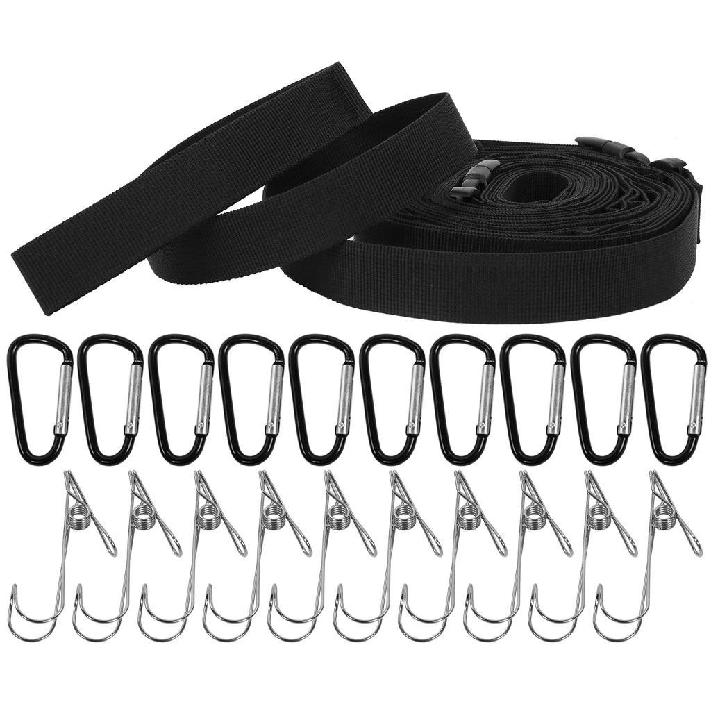 19 Rings Camping Hanging Lanyard Rope with Buckles Adjustable Outdoor Picnic Clothesline