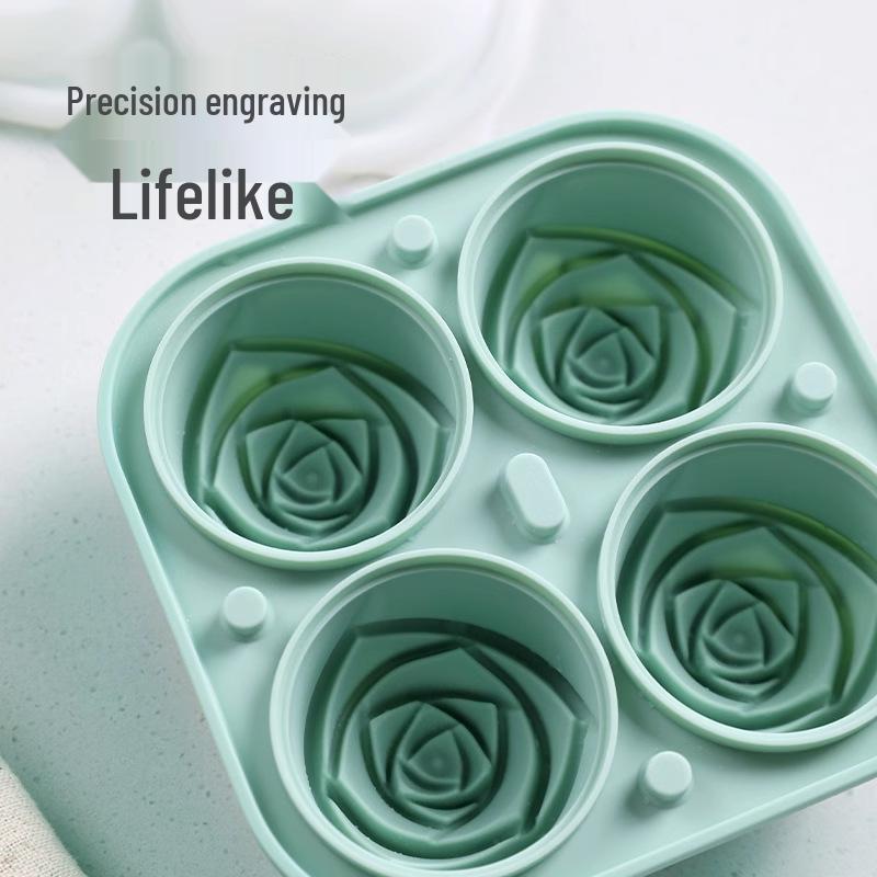 Four-Grid Rose Ice Cube Mold - Creative Whiskey Ice Tray