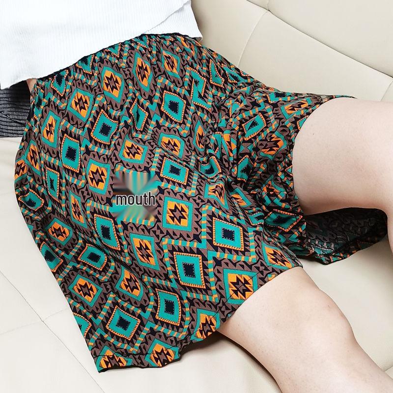 Pantaloncini Pigiama Estivi da Donna Taglie Forti in Seta Ghiacciata - Larghi, Sottili, di Media Lunghezza, Gamba Larga per Comfort