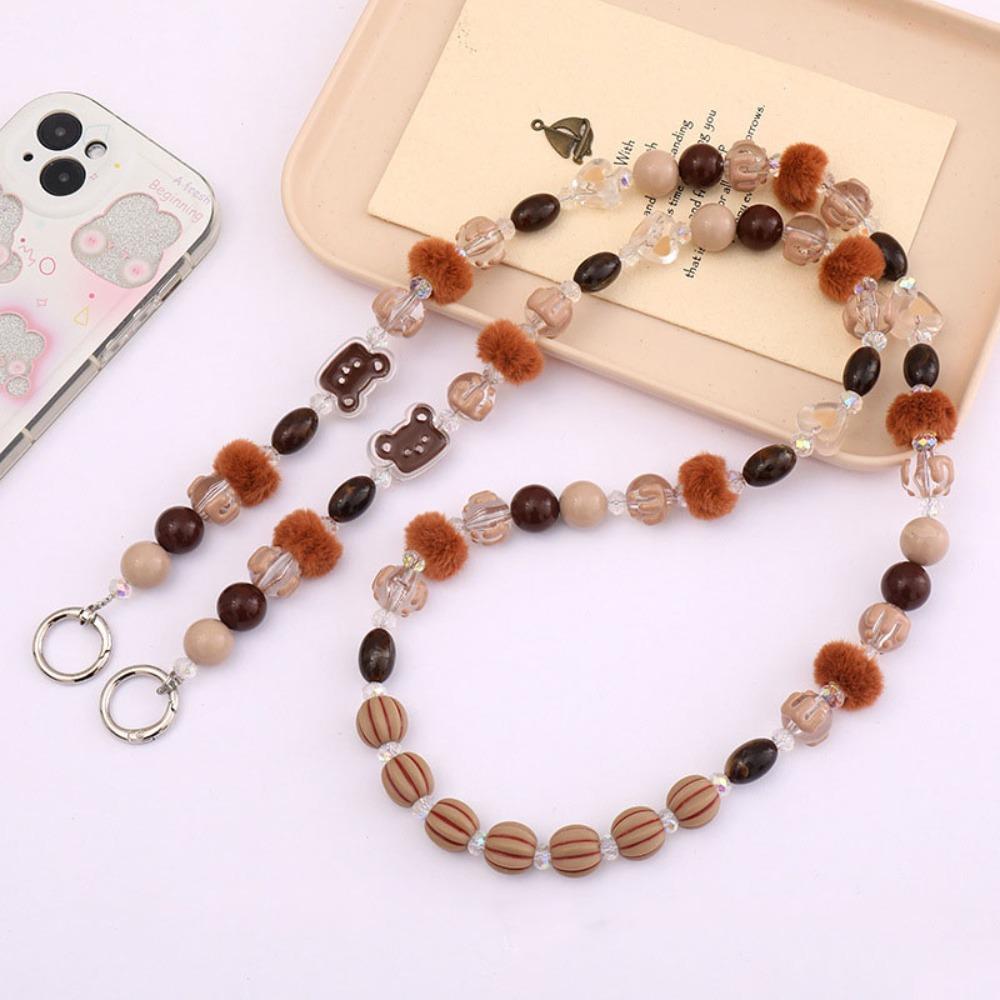 Bear Crossbody Phone Strap Beads Phone Neck Straps Mobile Phone Lanyard  Phone Case Hanging