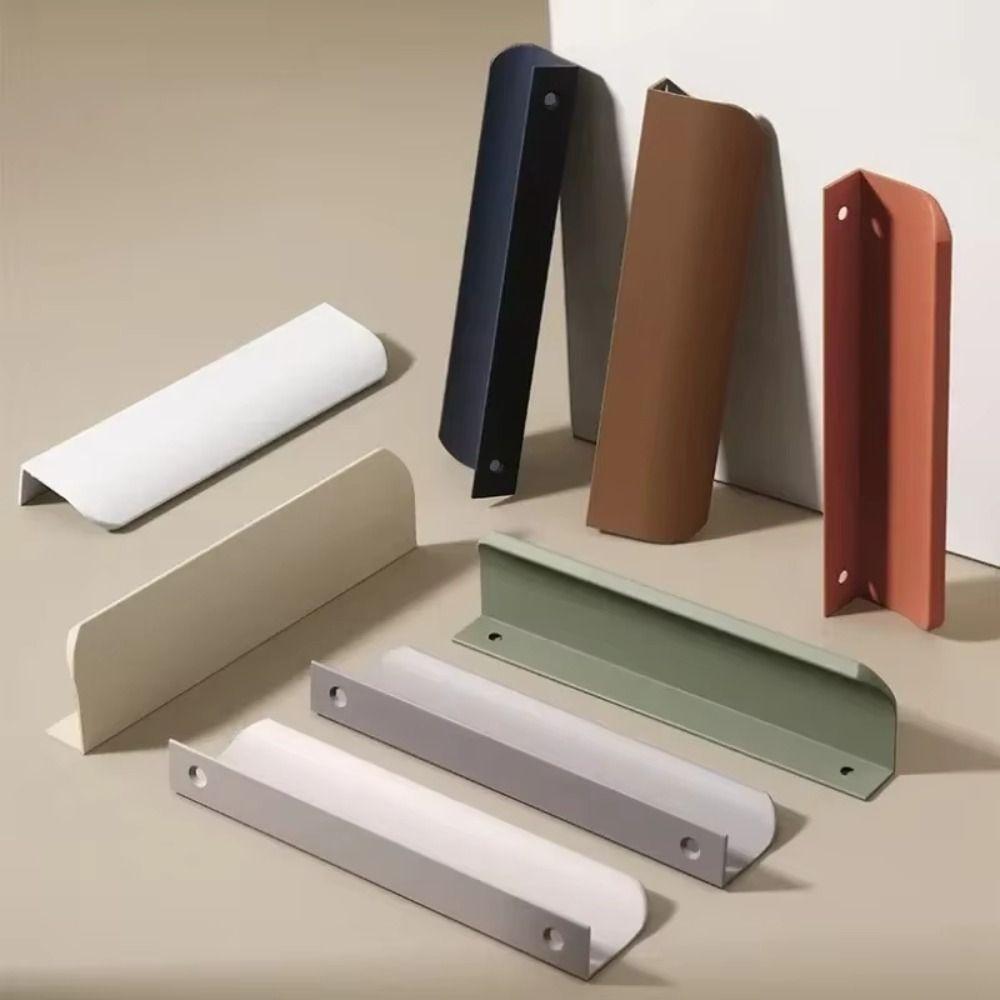 Aluminum Zinc Zinc Alloy Nvisible Cabinet Handles Morandi Color Embedded Wardrobe Handles  Drawer Handle
