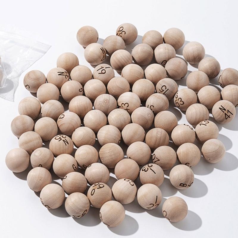 75Pcs Natural Wood Bingo Balls With Engraved Letters And Number For Game Parties Family Gatherings Smooth