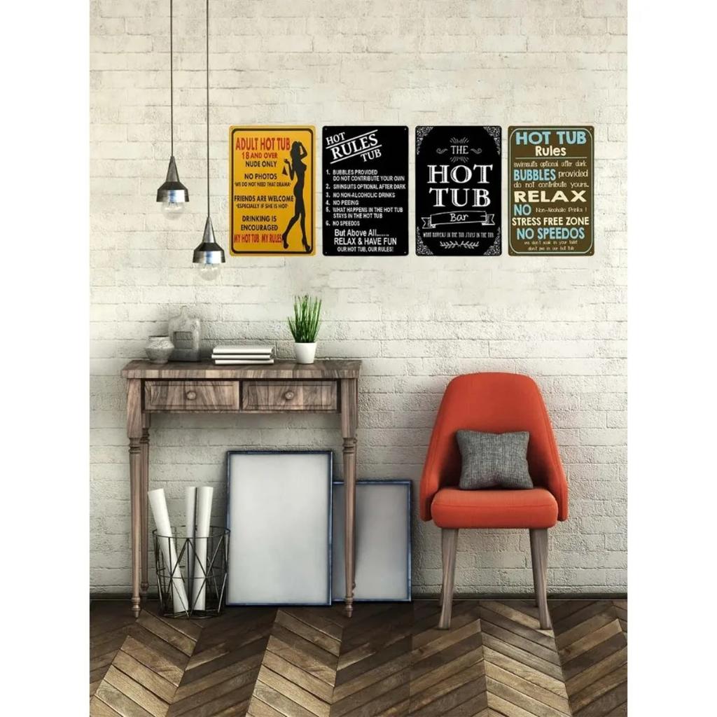 Funny Hot Tub Welcome Metal Sign (20x30cm) | Vintage | Beach/Bathroom/Bar Decor